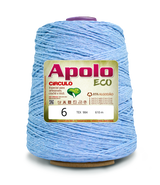 Apolo Eco 4/6 Cotton Cord Yarn – Ideal for Crochet Bags & Home Decor (600g) - Leo Hobby - A large spool of light blue yarn with a gold and white label reading 'Apolo ECO' and '6', photographed on a clean white background.