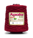 Apolo Eco 4/6 Cotton Cord Yarn – Ideal for Crochet Bags & Home Decor (600g) - Leo Hobby - A large spool of deep red yarn with a beige and green label reading 'Apolo ECO' and size '6', photographed on a clean white background.