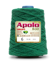 Apolo Eco 4/6 Cotton Cord Yarn – Ideal for Crochet Bags & Home Decor (600g) - Leo Hobby - A spool of green crochet yarn with a white and red Apolo Eco brand label, isolated on a white background.