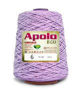 Apolo Eco 4/6 Cotton Cord Yarn – Ideal for Crochet Bags & Home Decor (600g) - Leo Hobby - A large spool of light purple/lavender yarn with a white and green Apolo Circulo Eco label, isolated on a white background.