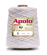 Apolo Eco 4/6 Cotton Cord Yarn – Ideal for Crochet Bags & Home Decor (600g) - Leo Hobby - A large cone spool of white twisted cotton cord or thread with a green and gold label reading 'Apolo ECO' and size information, isolated on a white background.