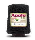 Apolo Eco 4/6 Cotton Cord Yarn – Ideal for Crochet Bags & Home Decor (600g) - Leo Hobby - A large spool of black thread with a white and green label reading 'Apolo ECO' and size '6', photographed on a white background.