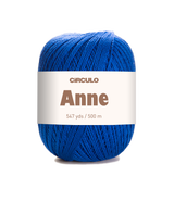 Circulo ANNE - 100% mercerized Cotton Yarn, 500m / 147g - Blue ball of yarn with a Circulo Anne label on a white background