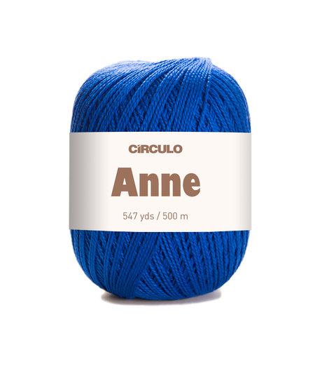 Circulo ANNE - 100% mercerized Cotton Yarn, 500m / 147g - Blue ball of yarn with a Circulo Anne label on a white background