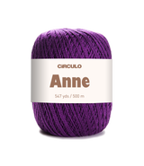 Circulo ANNE - 100% mercerized Cotton Yarn, 500m / 147g - Purple ball of yarn with a 'Circulo Anne' label on a white background
