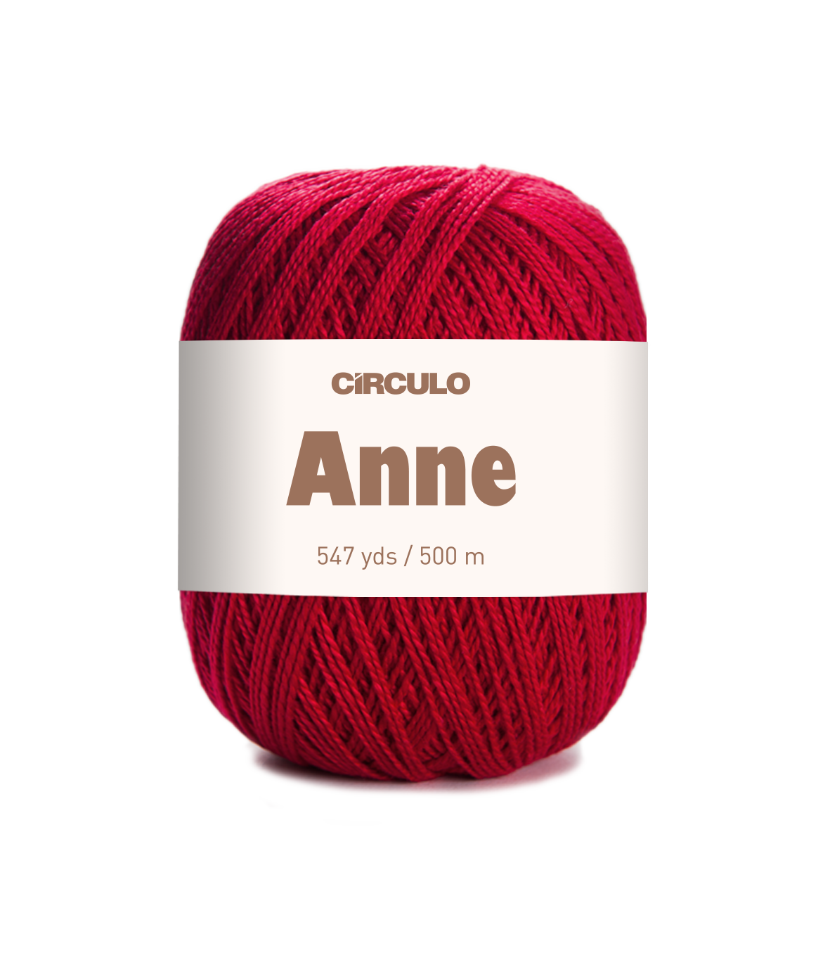 Circulo ANNE - 100% mercerized Cotton Yarn, 500m / 147g - Red ball of yarn with 'Circulo Anne' label on a white background