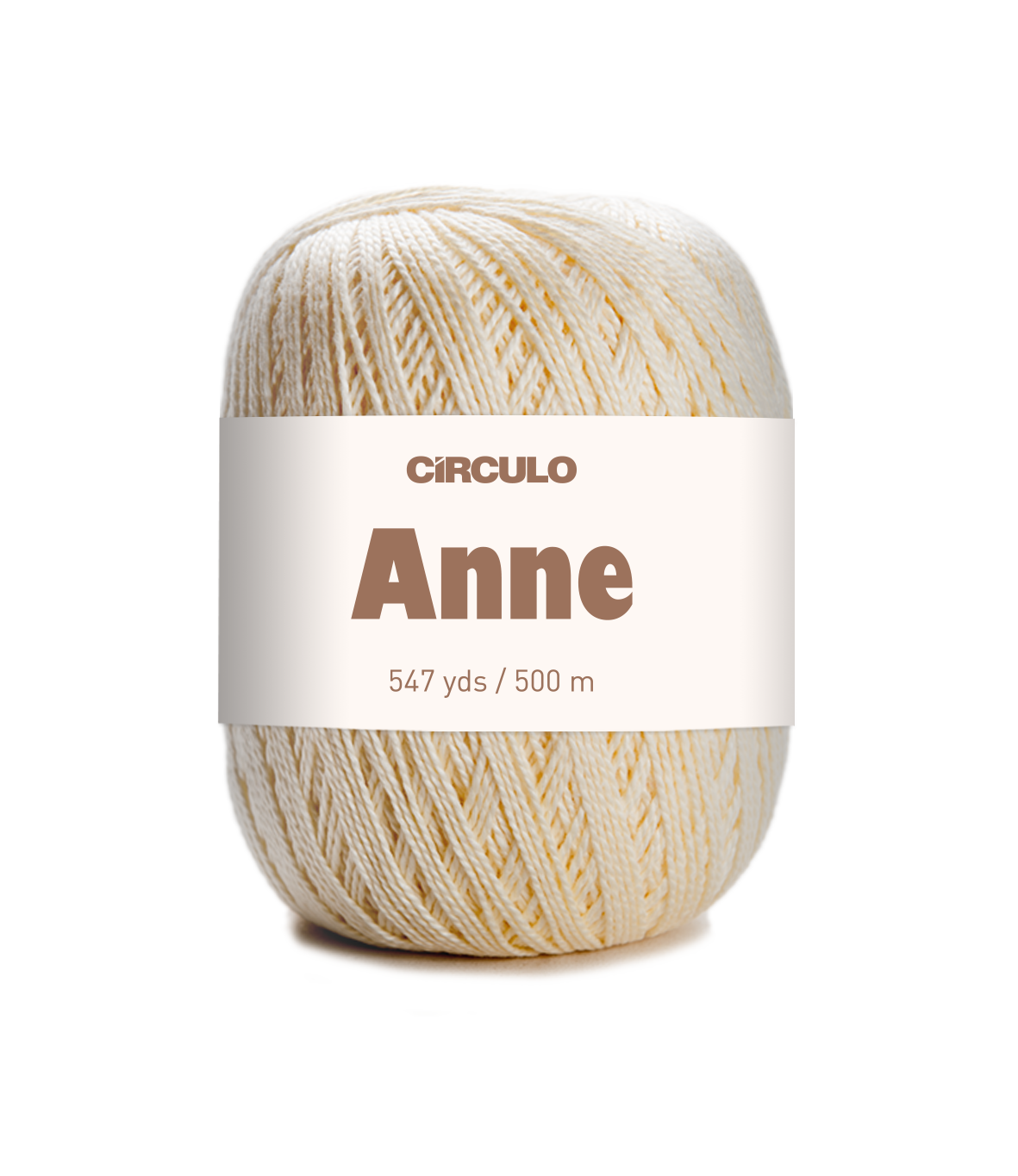 Circulo ANNE - 100% mercerized Cotton Yarn, 500m / 147g - Ball of yarn with 'Circulo Anne' label on a white background