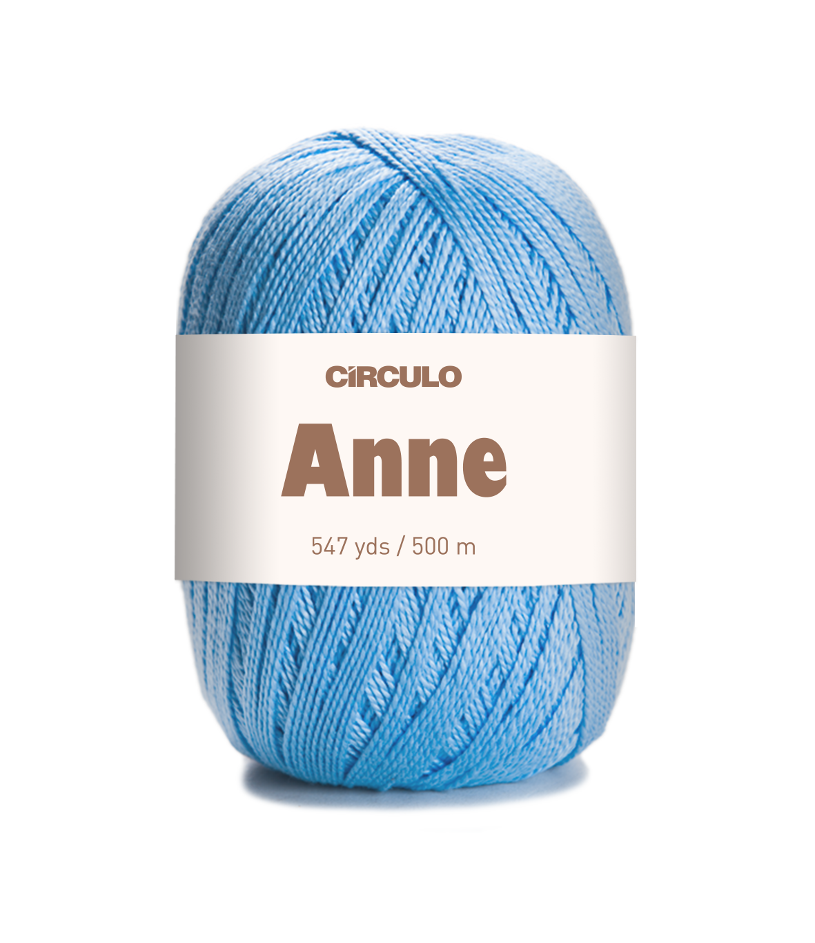 Circulo ANNE - 100% mercerized Cotton Yarn, 500m / 147g - Blue ball of yarn with 'Circulo Anne' label on a white background