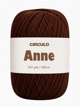 Circulo ANNE - 100% mercerized Cotton Yarn, 500m / 147g - Brown yarn ball with 'Circulo Anne' label on a white background