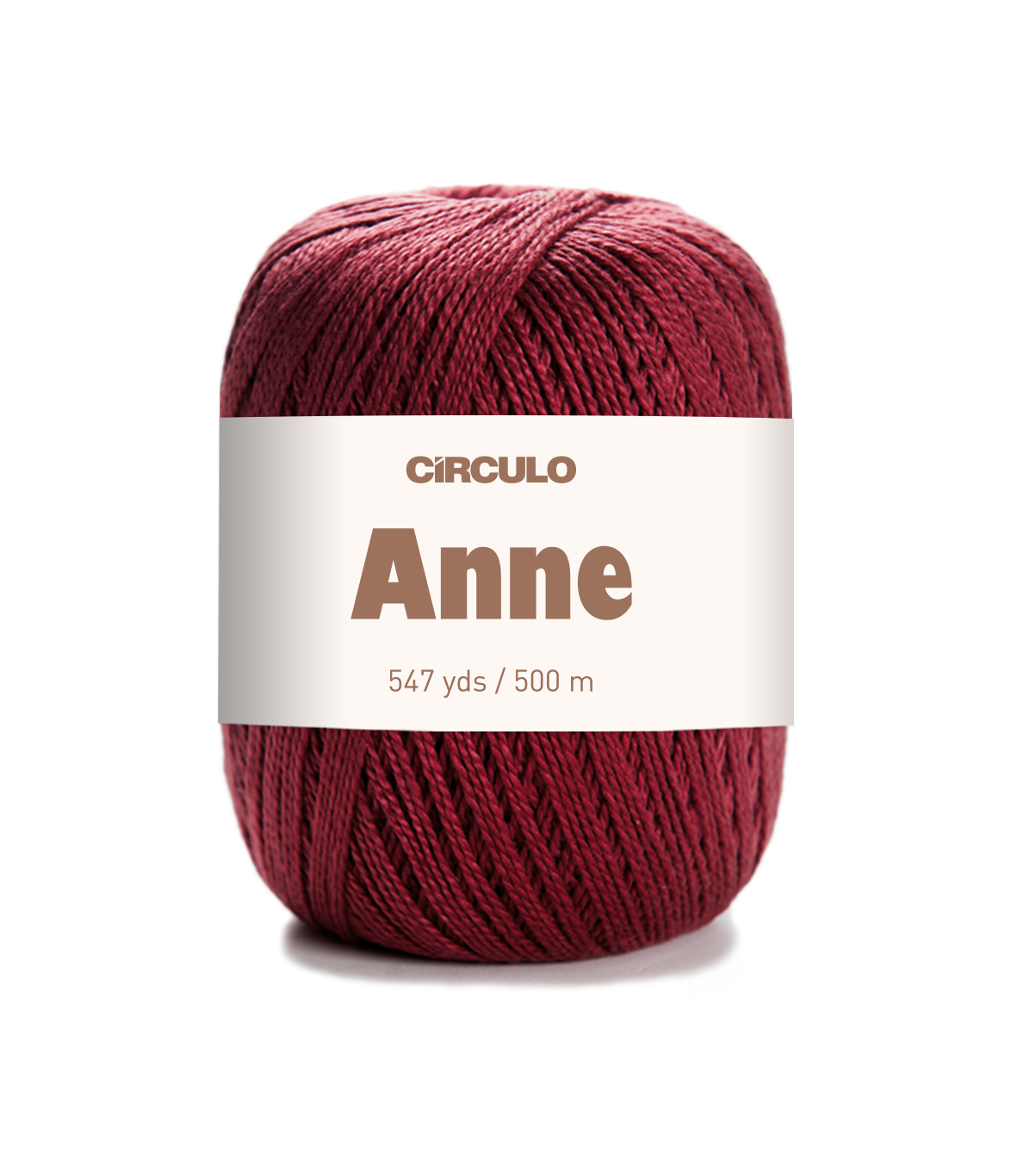 Circulo ANNE - 100% mercerized Cotton Yarn, 500m / 147g - Red yarn ball with 'Circulo Anne' label on a white background