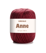 Circulo ANNE - 100% mercerized Cotton Yarn, 500m / 147g - Red yarn ball with 'Circulo Anne' label on a white background