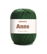 Circulo ANNE - 100% mercerized Cotton Yarn, 500m / 147g - Green ball of yarn with 'Circulo Anne' label on a white background