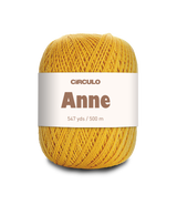 Circulo ANNE - 100% mercerized Cotton Yarn, 500m / 147g - Yellow ball of yarn with a 'Circulo Anne' label on a white background