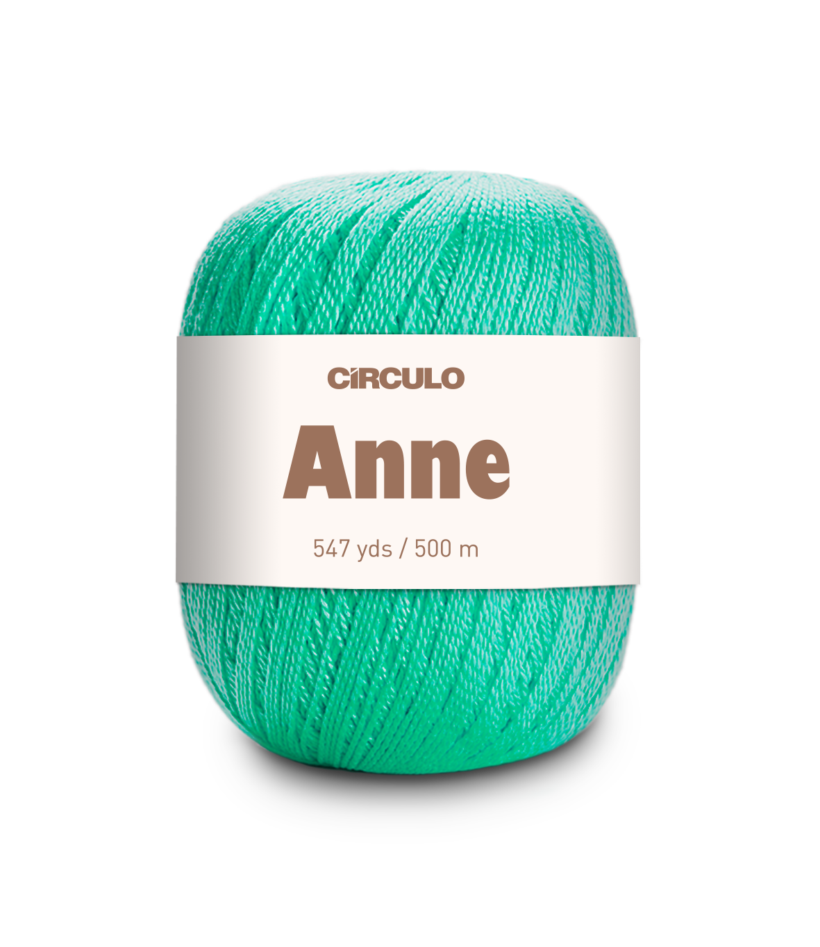 Circulo ANNE - 100% mercerized Cotton Yarn, 500m / 147g - Turquoise yarn ball with 'Circulo Anne' label on a white background