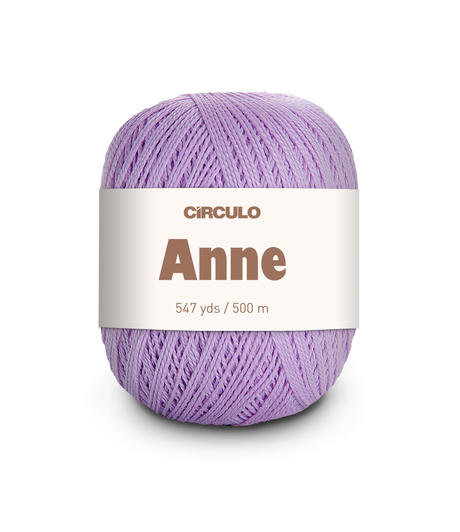 Circulo ANNE - 100% mercerized Cotton Yarn, 500m / 147g - Ball of purple yarn with a 'Circulo Anne' label on a white background