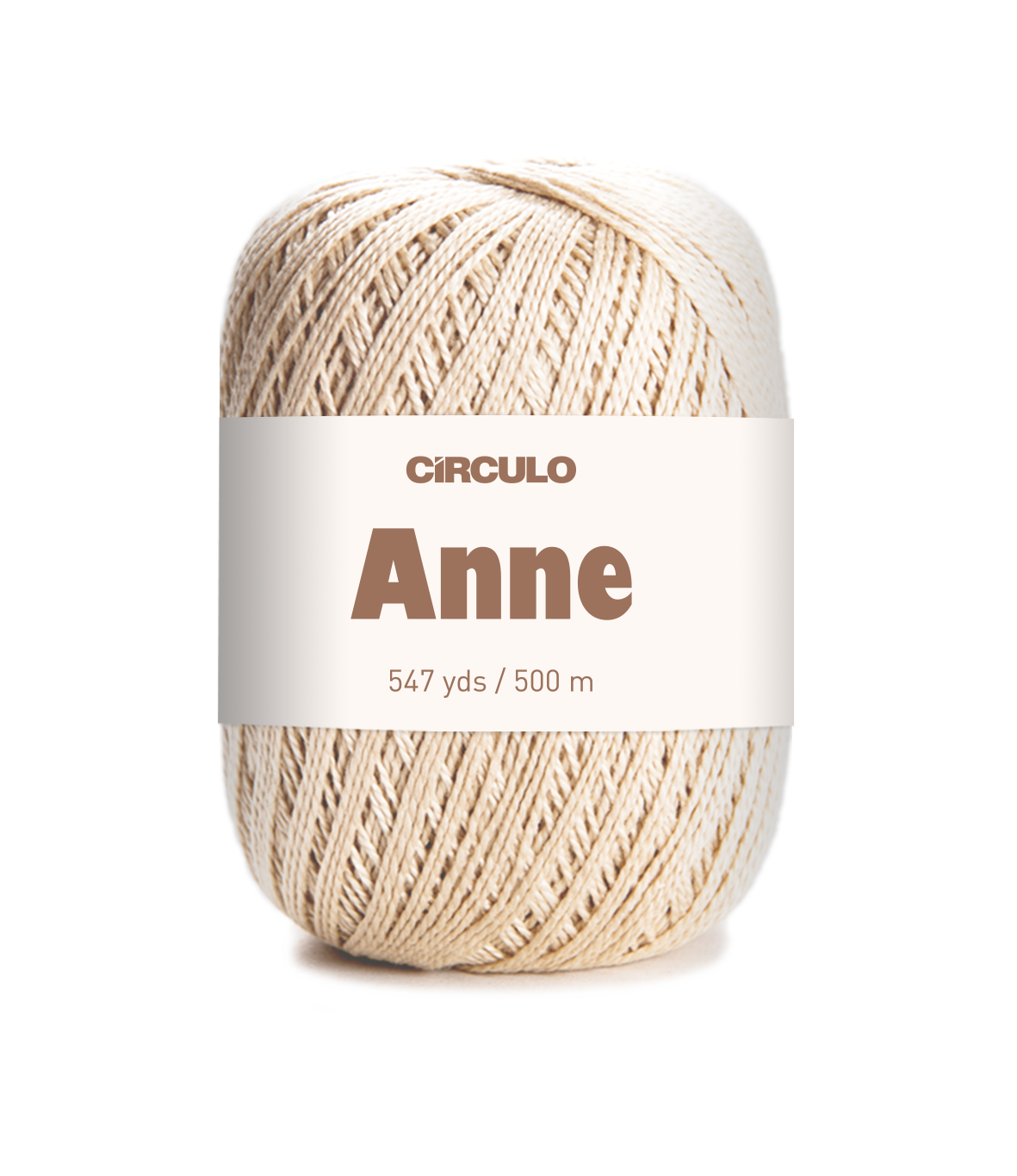 Circulo ANNE - 100% mercerized Cotton Yarn, 500m / 147g - Ball of yarn with 'Circulo Anne' label on a white background