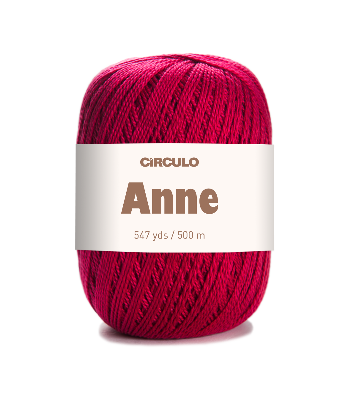 Circulo ANNE - 100% mercerized Cotton Yarn, 500m / 147g - Red ball of yarn with a 'Circulo Anne' label on a white background