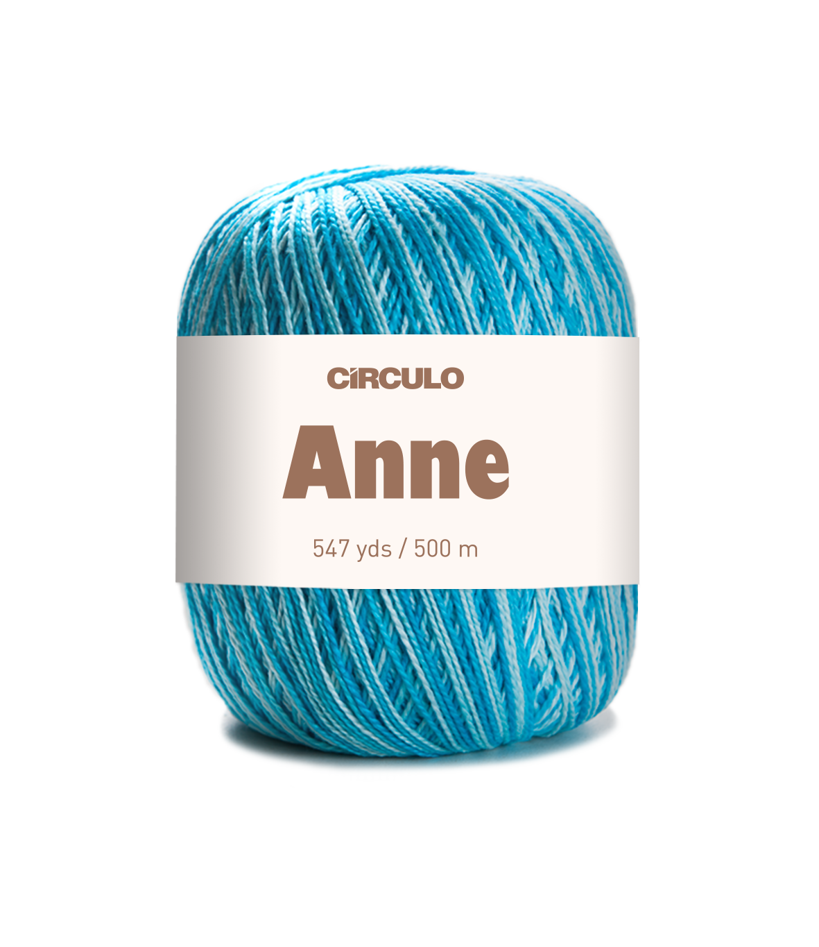 Circulo ANNE - 100% mercerized Cotton Yarn, 500m / 147g - Blue yarn ball with 'Circulo Anne' label on a white background