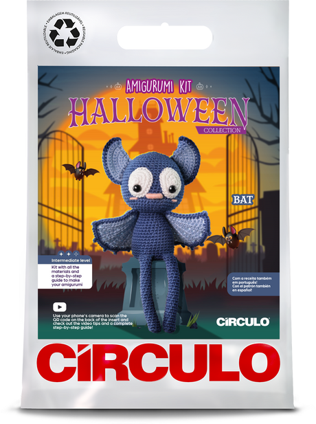 Circulo Amigurumi Kit Halloween Collection - Crochet Kit - Bat -Circulo Amigurumi kit packaging for a Halloween bat with Circulo branding.