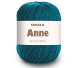 Circulo ANNE - 100% mercerized Cotton Yarn, 500m / 147g  - A skein of teal yarn with a white paper label on a clean white background.