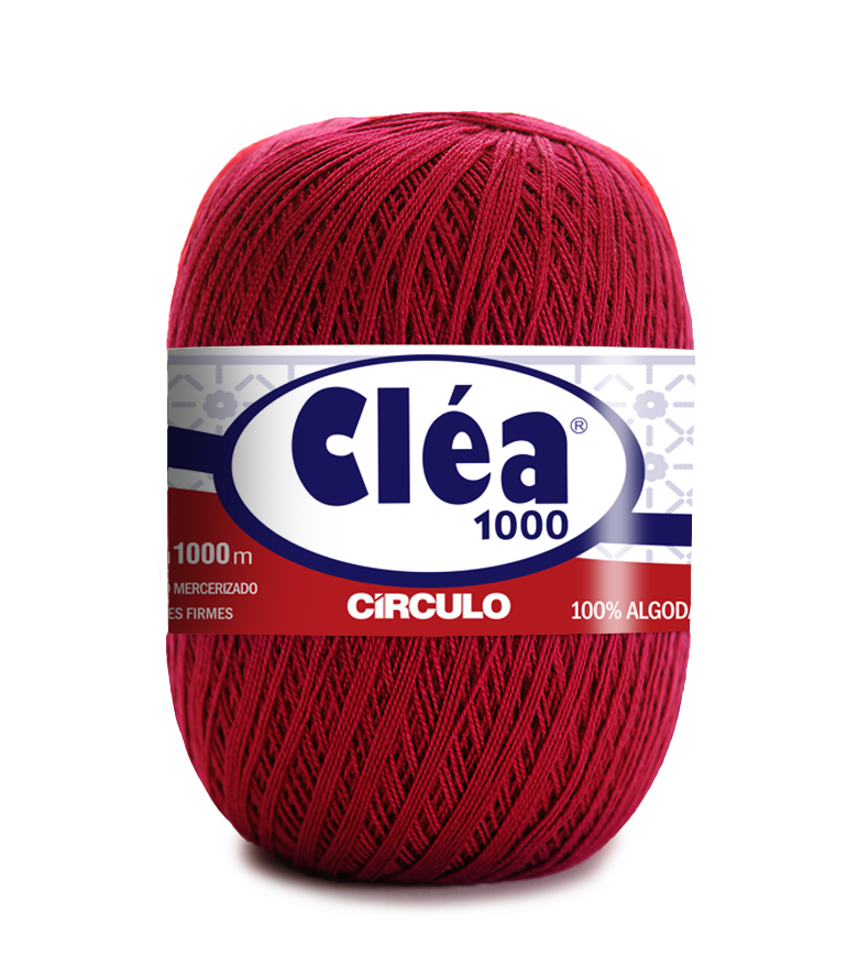 Circulo Clea 100% Cotton Yarn, 1000m/151 gr - Red ball of yarn with Cleá label on a white background