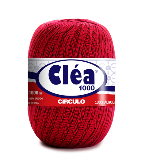 Circulo Clea 100% Cotton Yarn, 1000m/151 gr - Red ball of yarn with Cleá label on a white background