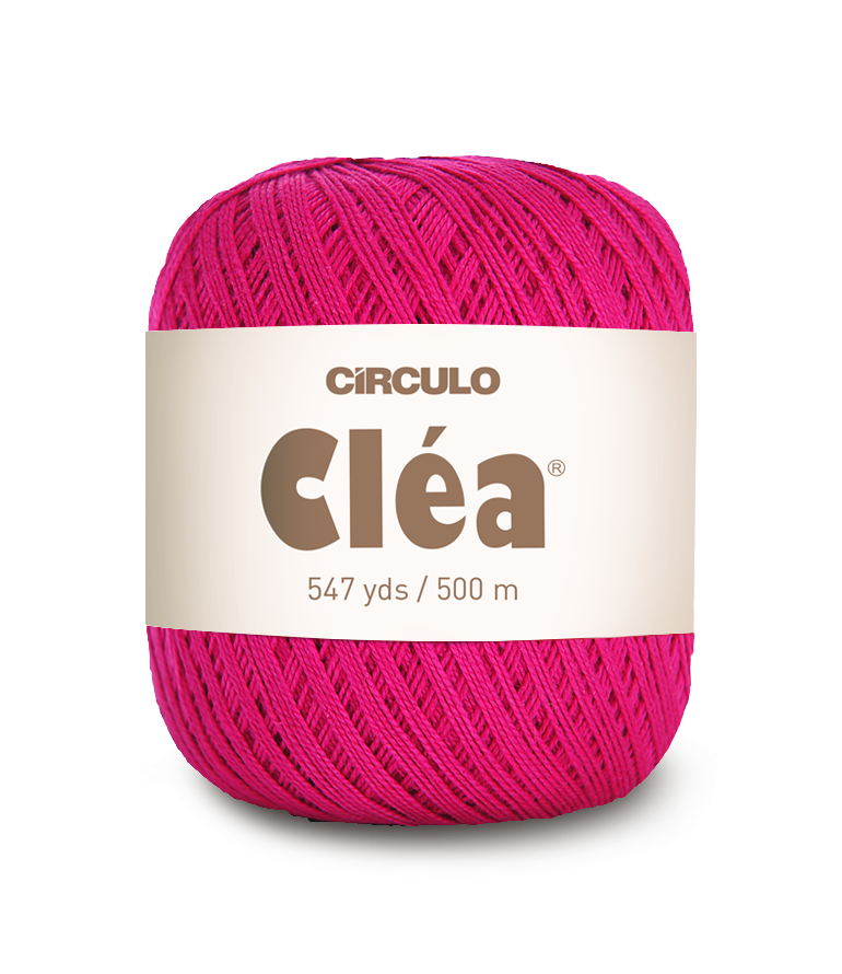 Circulo Clea 100% Cotton Yarn for Crochet and Knitting, 500m/75 gr - Leo Hobby -  Ball of pink yarn with a beige label on a white background