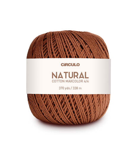 Circulo Natural Cotton Maxcolor (Barroco) 4/4 100% Cotton Yarn for Crochet and Knitting, 338m/200g - Leo Hobby -  Brown ball of yarn with a Circulo label on a white background
