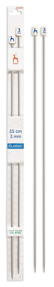 Pony Classic Aluminium Single Pointed Knitting Needles – 35, 40 & 60 cm, 35 cm, 3.00 mm