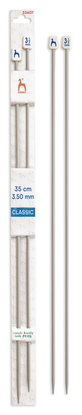 Pony Classic Aluminium Single Pointed Knitting Needles – 35, 40 & 60 cm, 35 cm, 3.50 mm