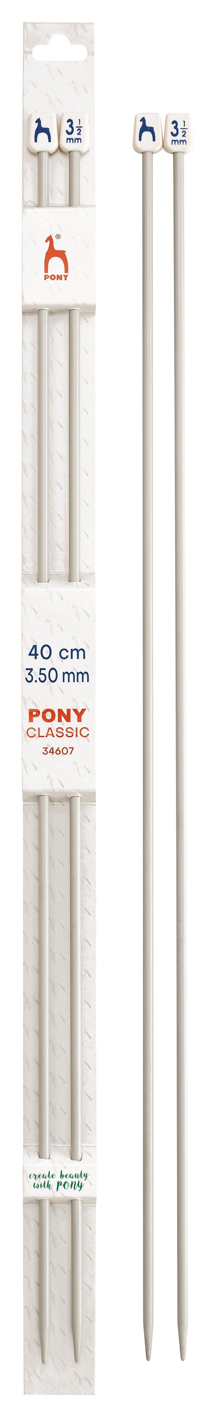 Pony Classic Aluminium Single Pointed Knitting Needles – 35, 40 & 60 cm, 40 cm, 3.50 mm