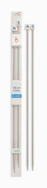 Pony Classic Aluminium Single Pointed Knitting Needles – 35, 40 & 60 cm, 40 cm, 5.00 mm