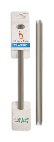 Pony Classic Aluminium Double Pointed Knitting Needles – 20 cm, 20 cm, 2.00 mm