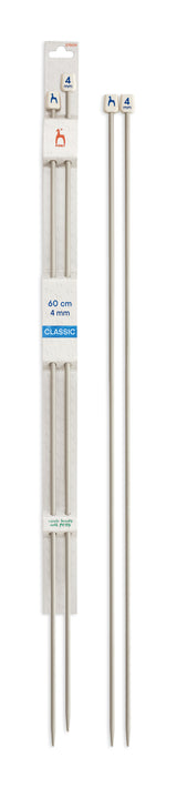 Pony Classic Aluminium Single Pointed Knitting Needles – 35, 40 & 60 cm, 60 cm, 4.00 mm