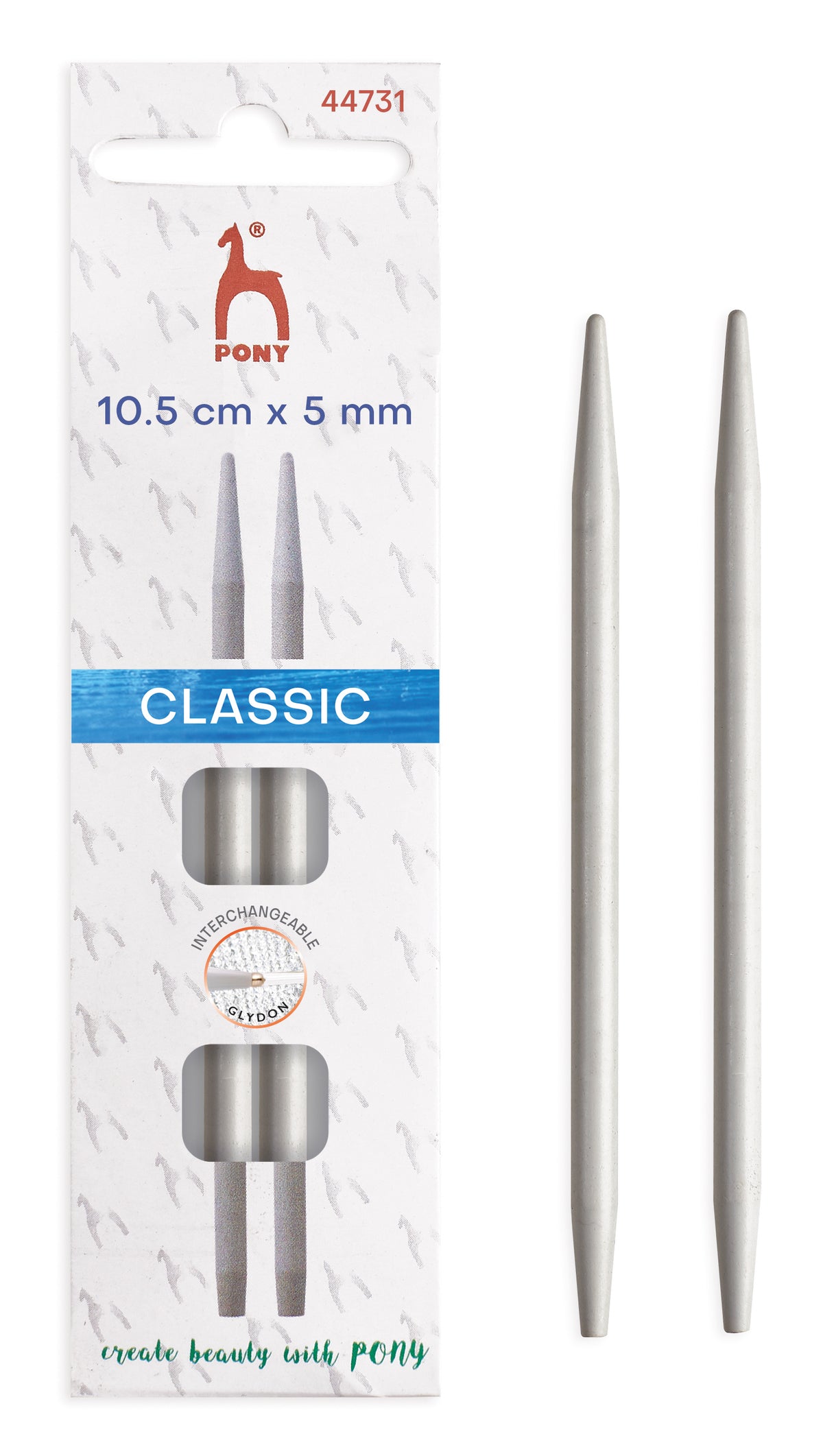 Pony Classic Aluminium Interchangeable Knitting Needle Tips – 10.5 & 14 cm, 10.5 cm, 5.00 mm