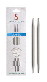 Pony Classic Aluminium Interchangeable Knitting Needle Tips – 10.5 & 14 cm, 14 cm, 7.50 mm