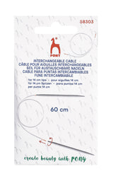 Pony Cables for Interchangeable Knitting Needles, 14 cm tips, 60 cm