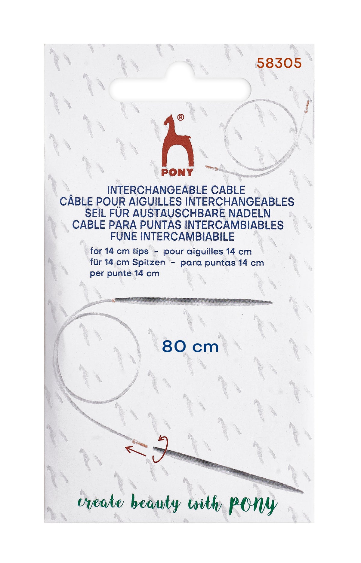Pony Cables for Interchangeable Knitting Needles, 14 cm tips, 80 cm