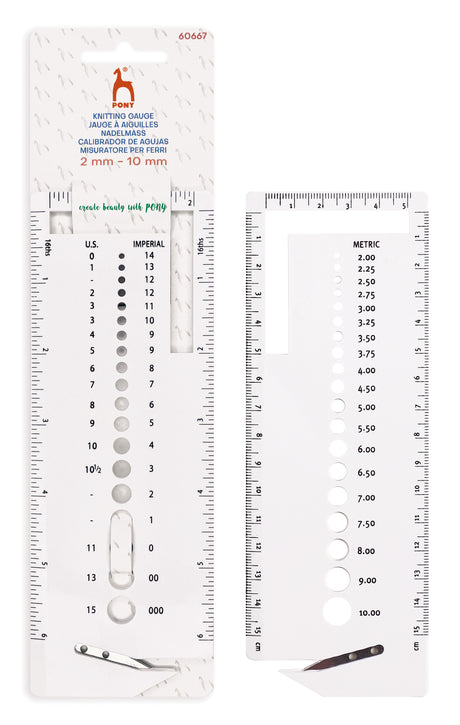 Pony Knitter's Gauge with Yarn Cutter – 2–10 mm, 2–10 mm