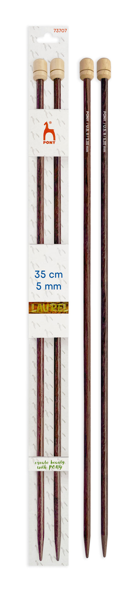 Pony Laurel Single Pointed Knitting Needles – 35 cm, 5.00 mm