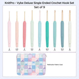 KnitPro VYBE Deluxe ergonomic crochet hook set with 9 hooks and fabric case